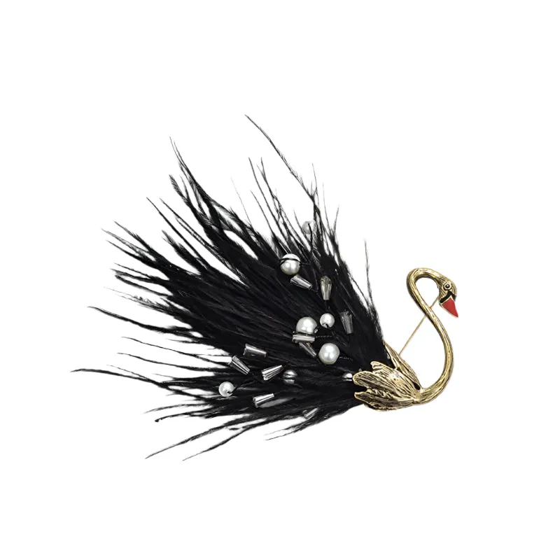 "Black Swan" Feather Brooch