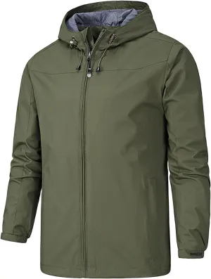 Rain Jacket for Men Lightweight Waterproof Windbreaker Shell Jacket Raincoat with Hood for Hiking Travel Outdoor
