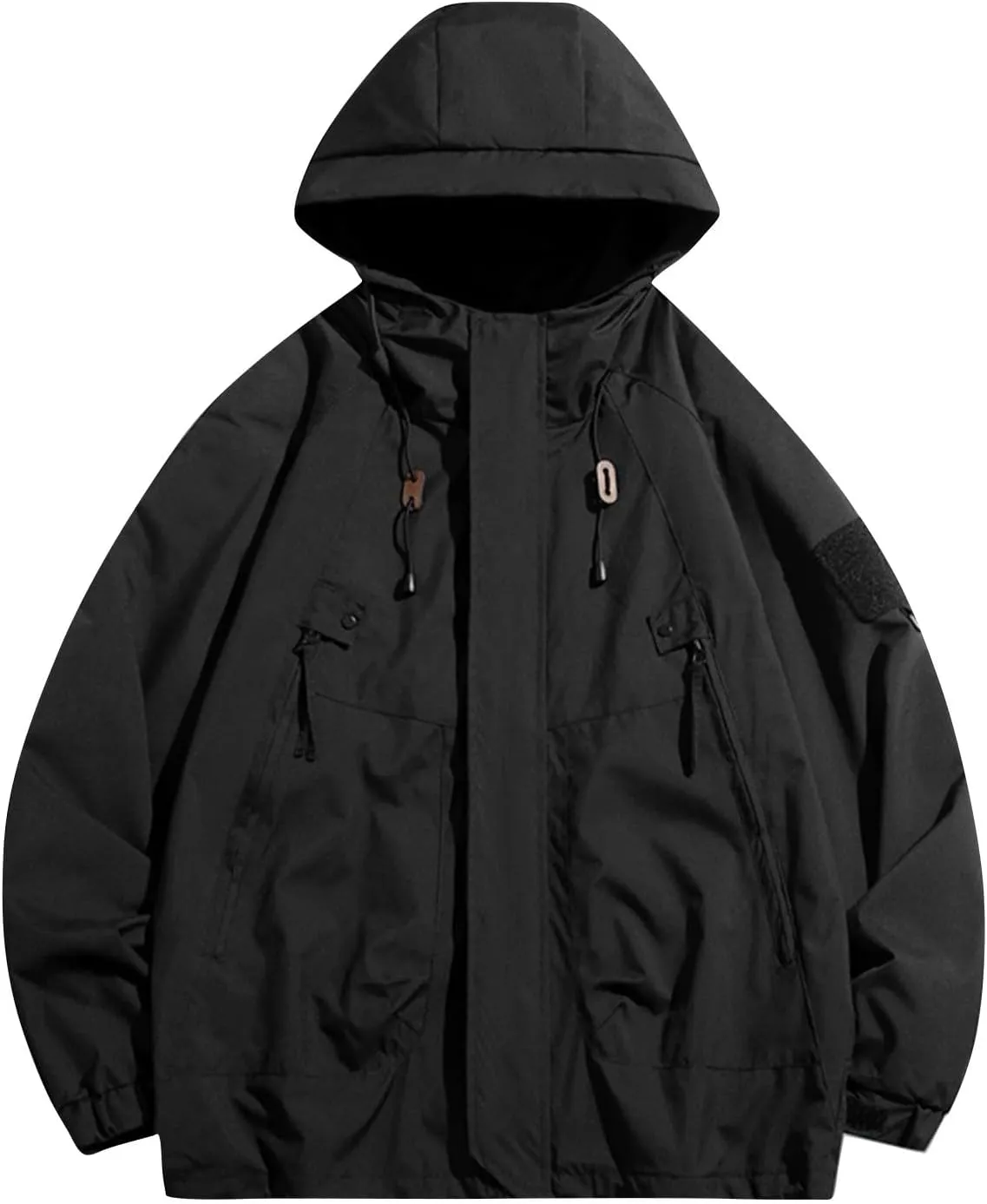 Rain Jacket Men Drawstring Lightweight Waterproof Raincoat Poncho Sun Protective Outdoor Jacket with Hooded