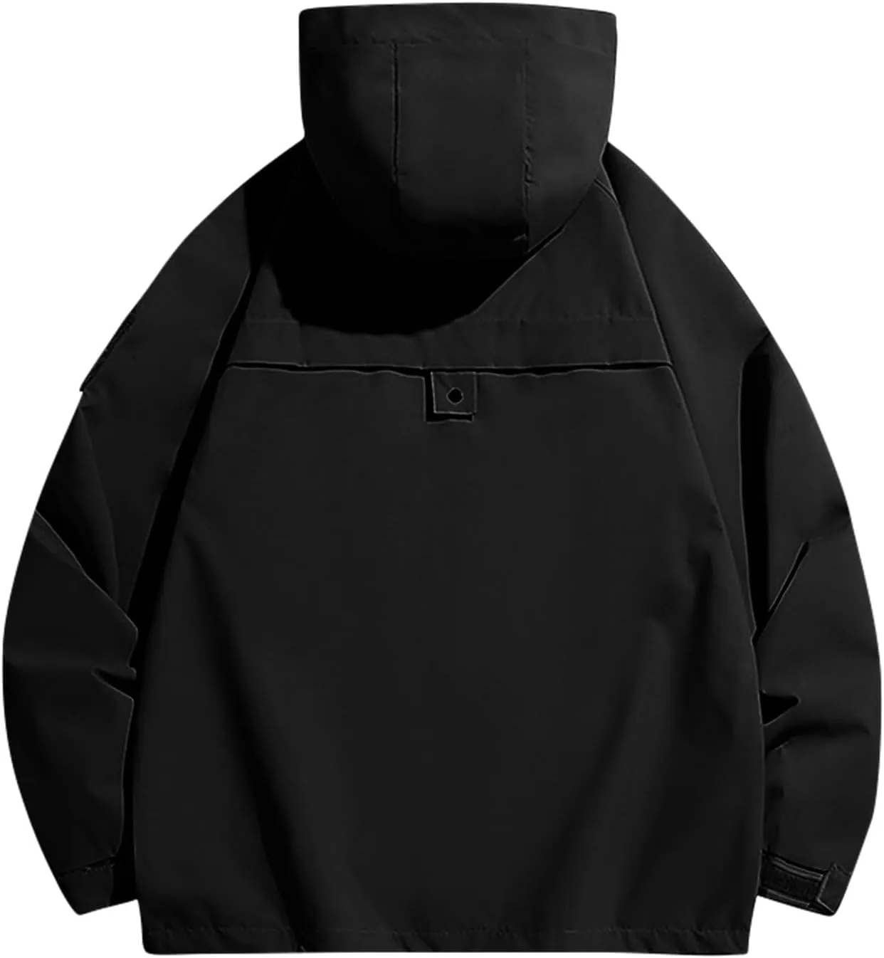Rain Jacket Men Drawstring Lightweight Waterproof Raincoat Poncho Sun Protective Outdoor Jacket with Hooded