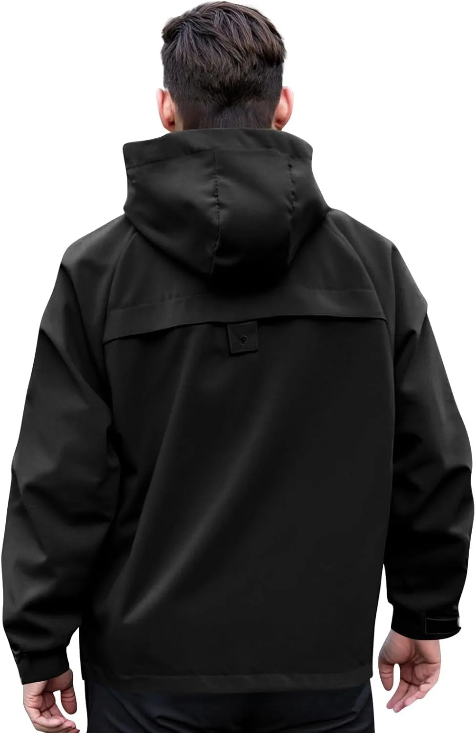 Rain Jacket Men Drawstring Lightweight Waterproof Raincoat Poncho Sun Protective Outdoor Jacket with Hooded