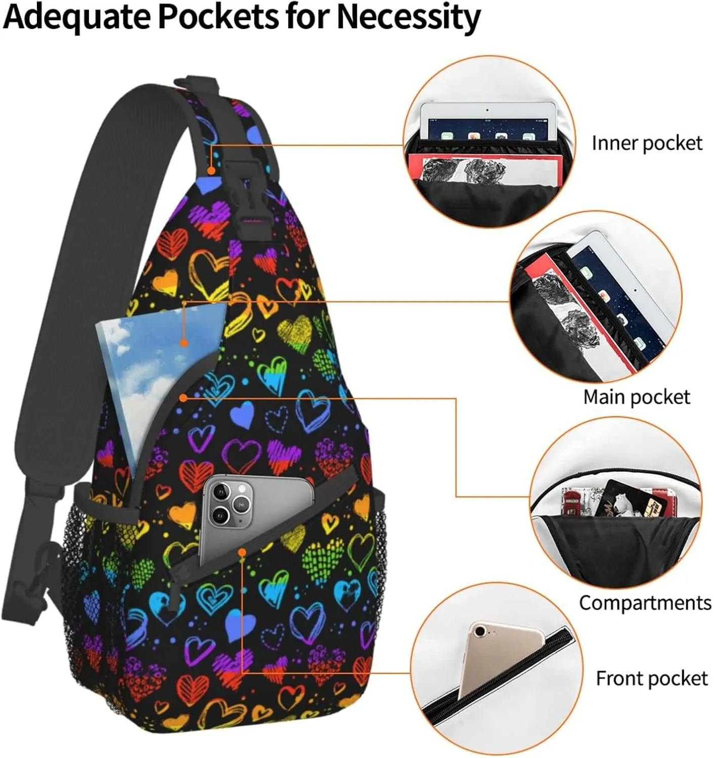 Rainbow LGBT Pride Sling Backpack Multipurpose Chest Bag Hiking Travel Daypack Crossbody Shoulder Bag Outdoor Unisex