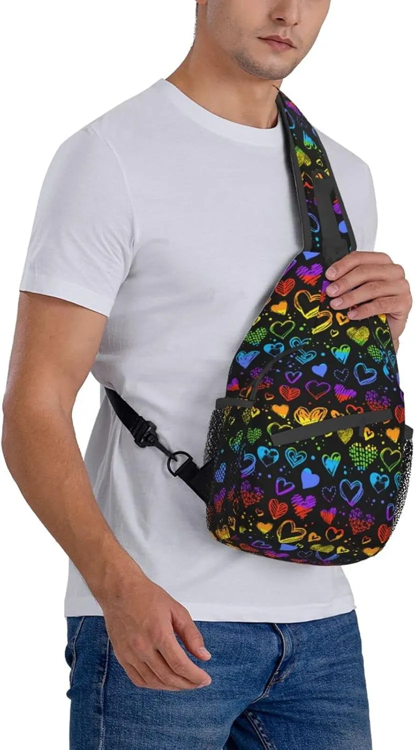 Rainbow LGBT Pride Sling Backpack Multipurpose Chest Bag Hiking Travel Daypack Crossbody Shoulder Bag Outdoor Unisex