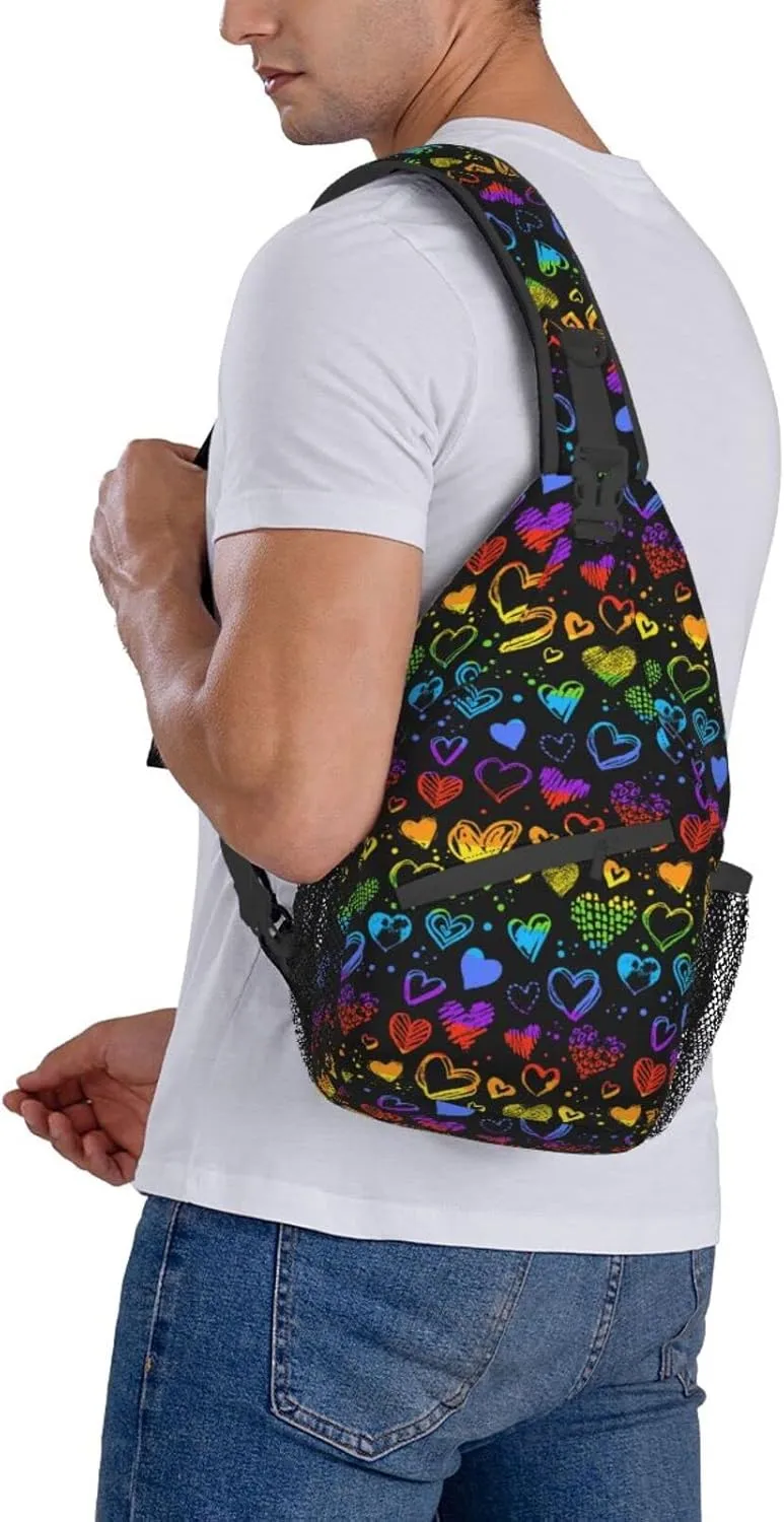 Rainbow LGBT Pride Sling Backpack Multipurpose Chest Bag Hiking Travel Daypack Crossbody Shoulder Bag Outdoor Unisex