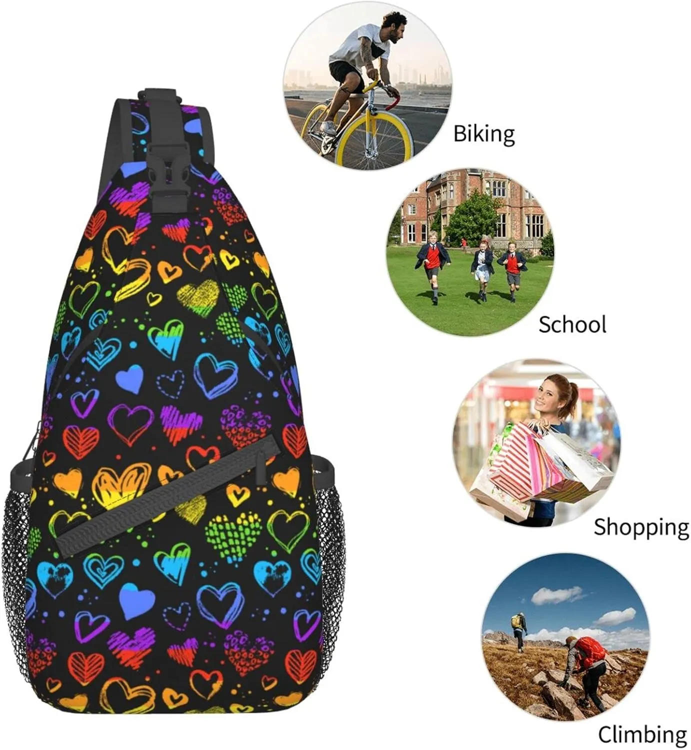 Rainbow LGBT Pride Sling Backpack Multipurpose Chest Bag Hiking Travel Daypack Crossbody Shoulder Bag Outdoor Unisex