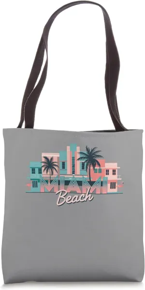 Retro Miami Beach Design with Palm Trees Tote Bag