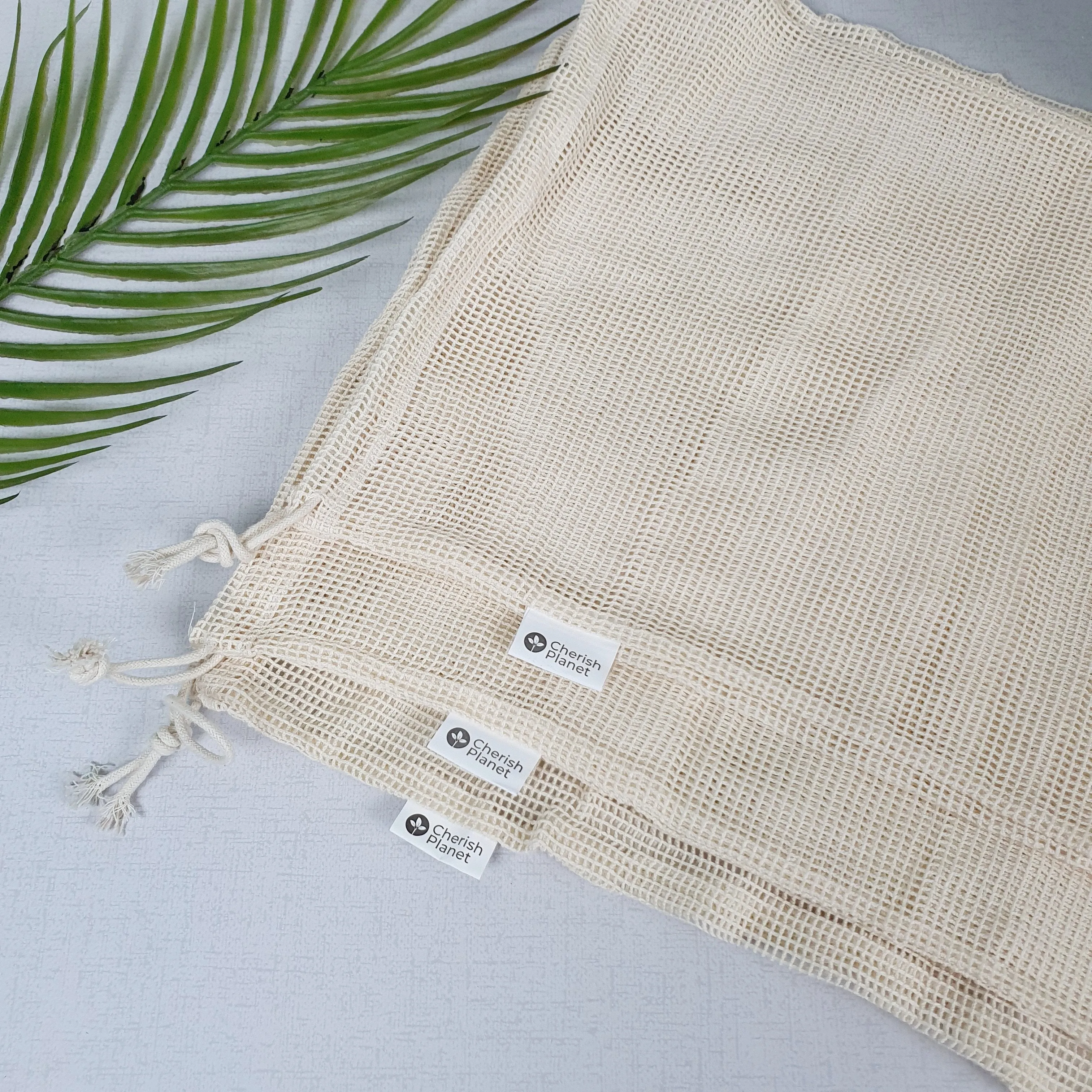 Reusable, Washable Drawstring Cotton Shopping Bags