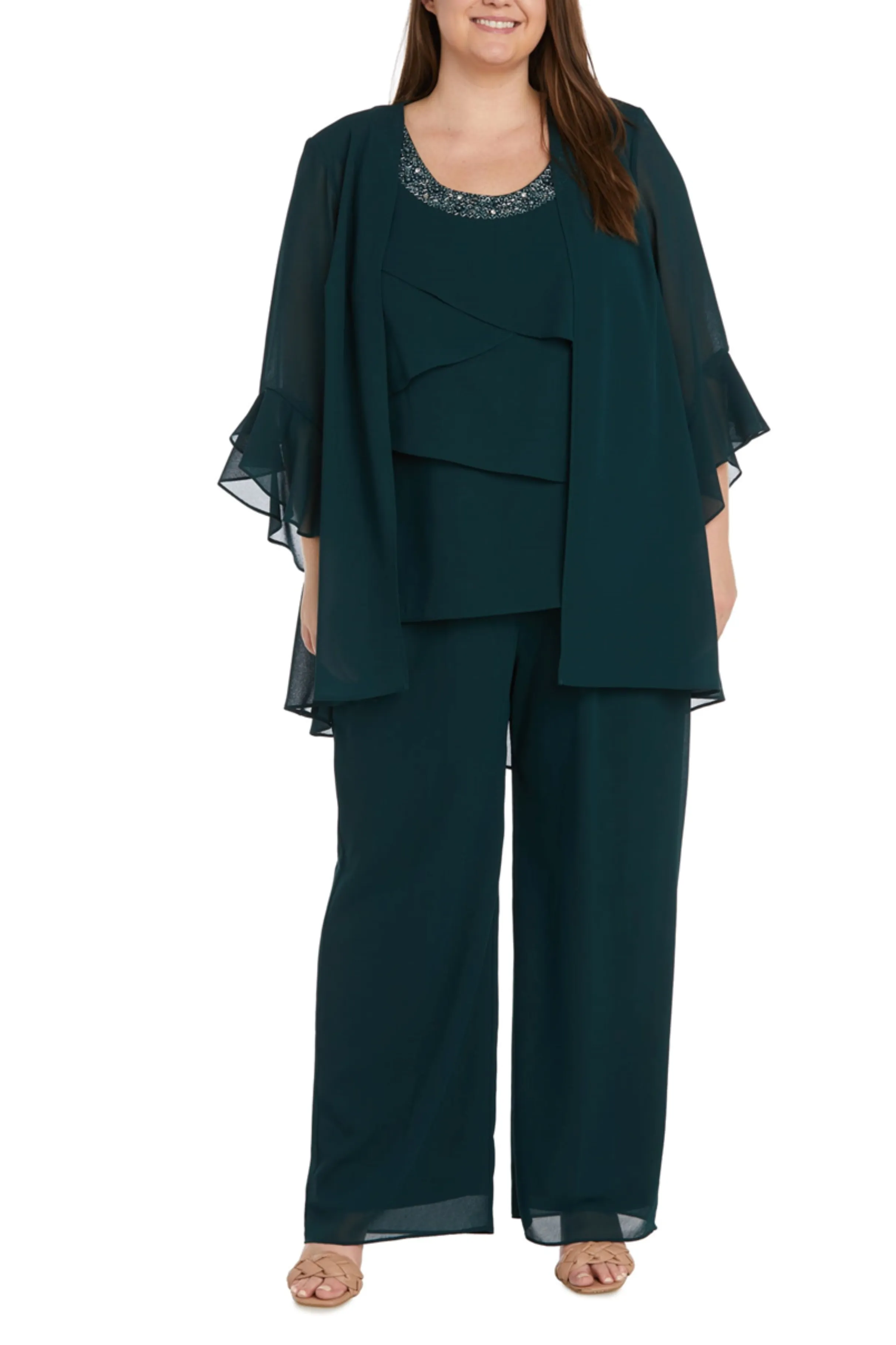RM Richards Ruffle Tiered Formal 3-Piece Pants Set