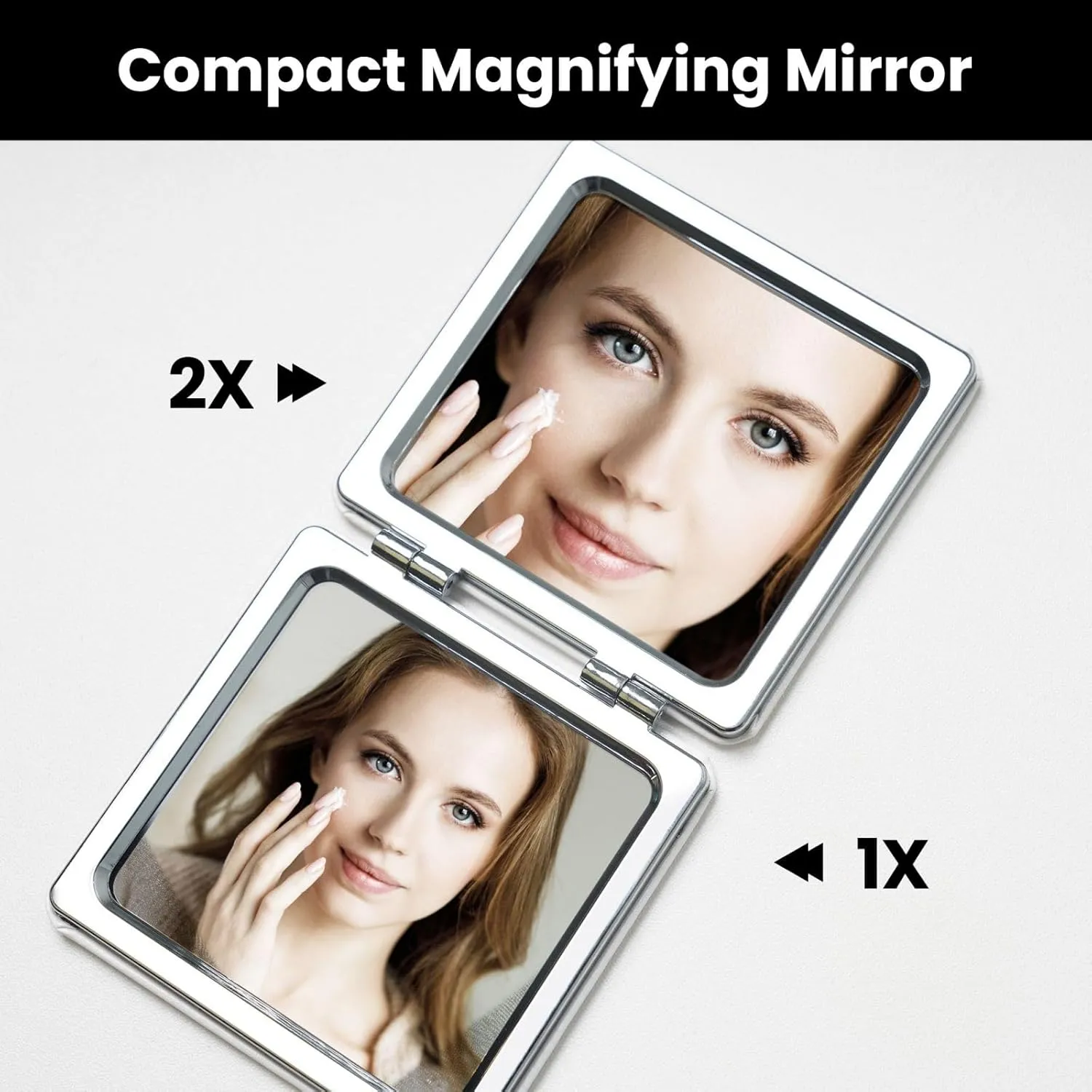 Rooster and Chicken Print Printed Square Pocket Makeup Mirror with 1X/2X Magnification, Portable Mini Travel Makeup Mirror for Travel Daily Work Beauty