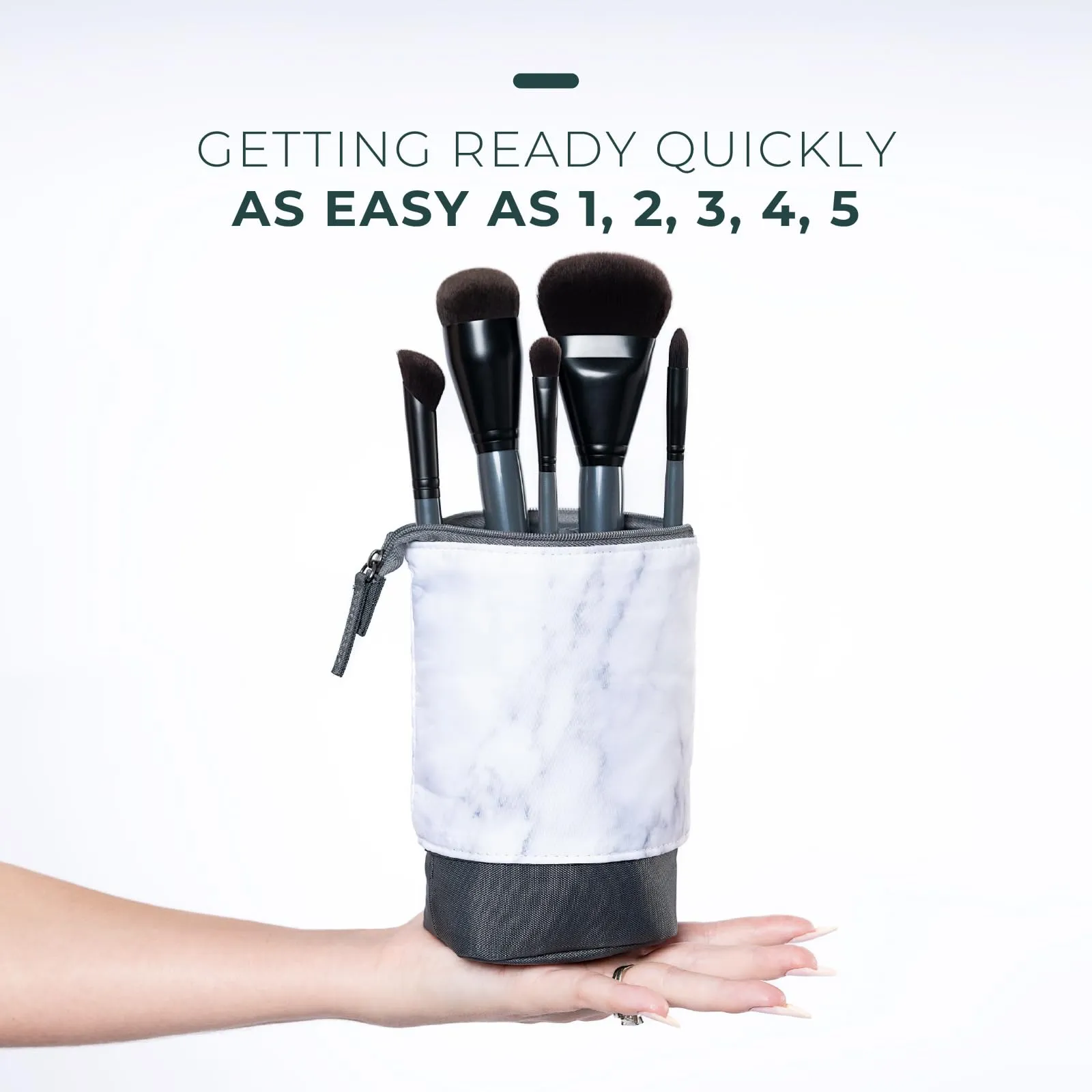 Rose and Ben Beauty Essential Travel 5 Piece Brush Set | Professional Blending Brush for Liquid & Cream Makeup | Cruelty Free