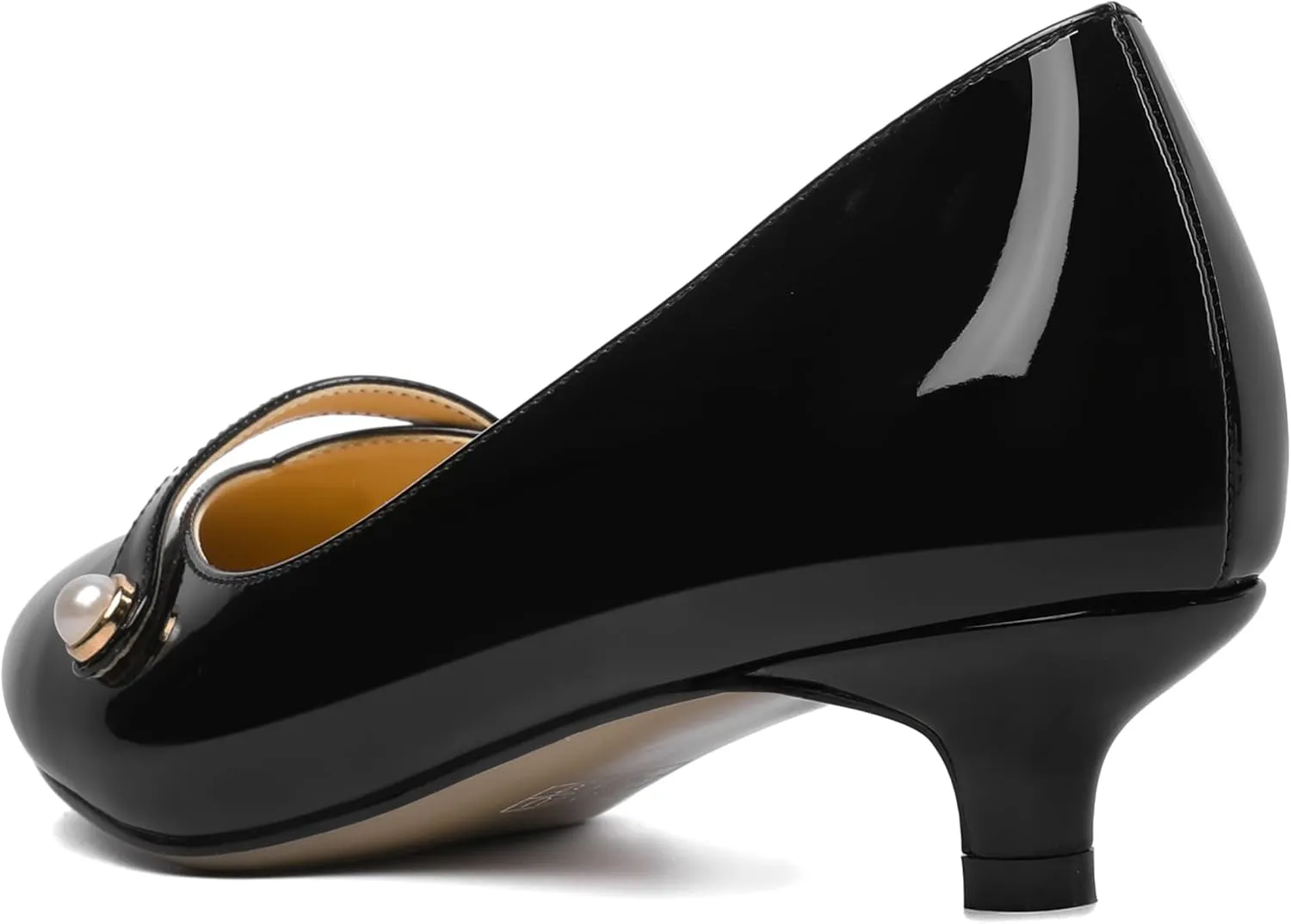 ROSERWISH Womens Evening Dress Wedding Slip On Pointed Toe Patent Kitten Low Heel Pumps Shoes 1.5 Inch