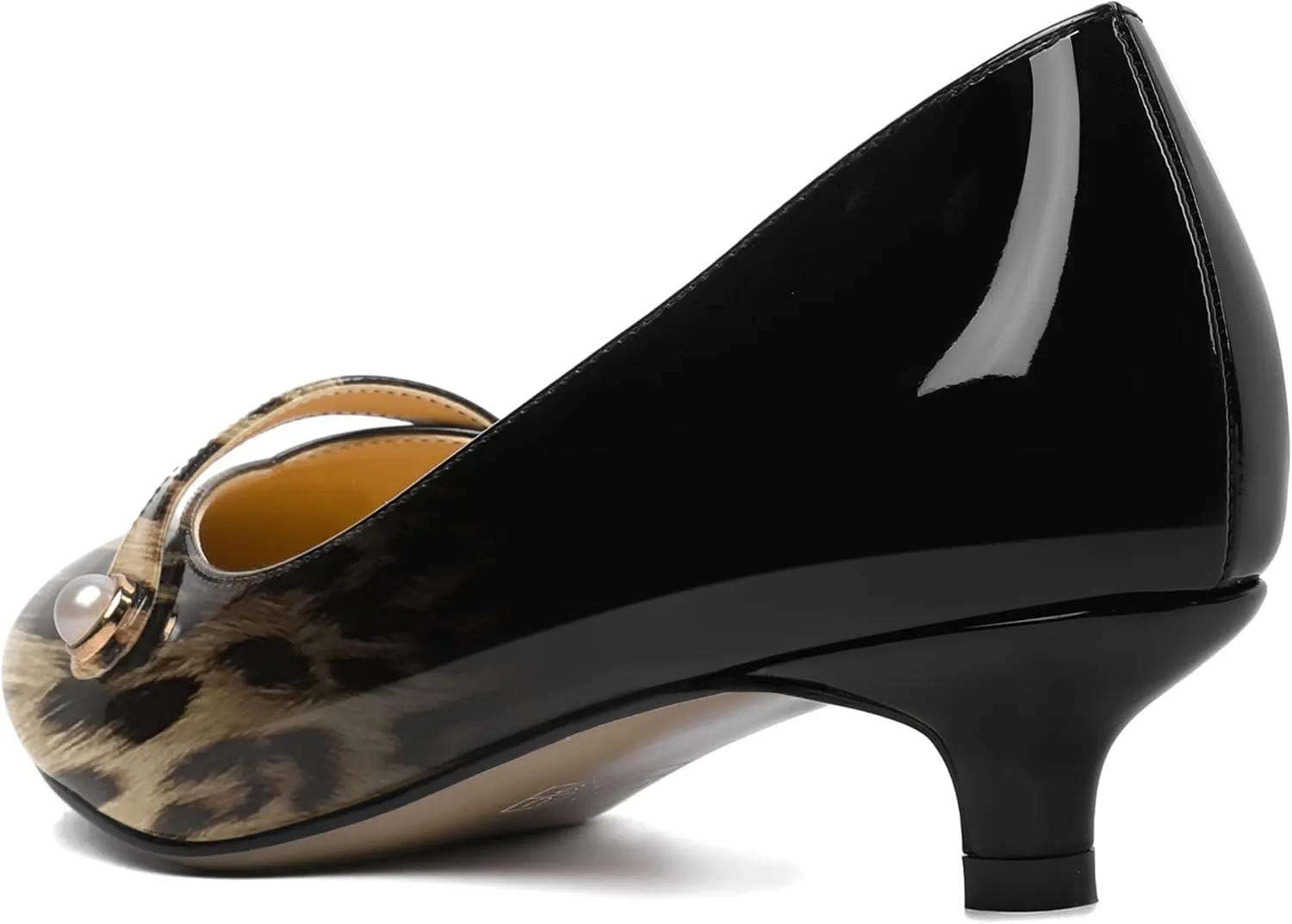 ROSERWISH Womens Evening Dress Wedding Slip On Pointed Toe Patent Kitten Low Heel Pumps Shoes 1.5 Inch