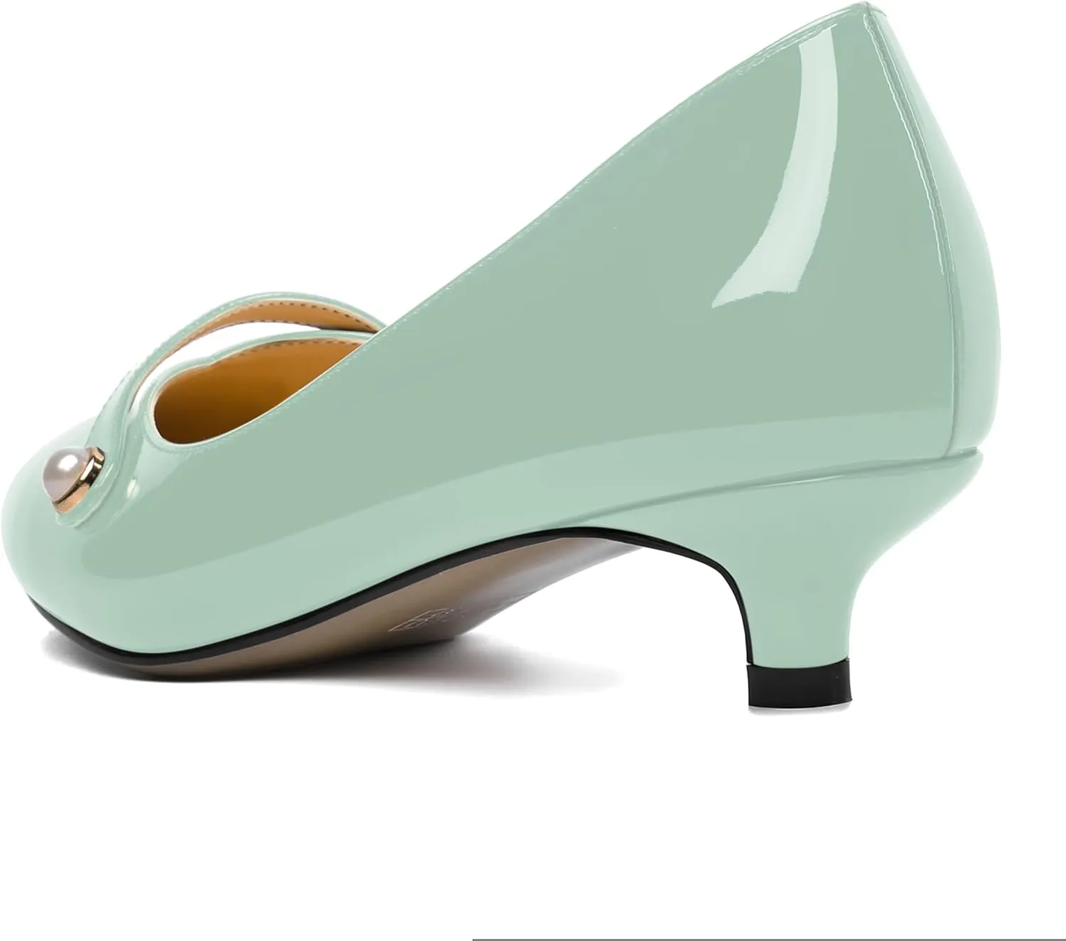 ROSERWISH Womens Evening Dress Wedding Slip On Pointed Toe Patent Kitten Low Heel Pumps Shoes 1.5 Inch