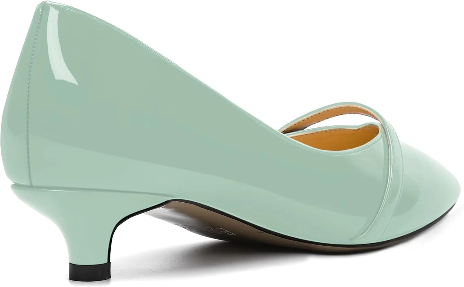 ROSERWISH Womens Evening Dress Wedding Slip On Pointed Toe Patent Kitten Low Heel Pumps Shoes 1.5 Inch