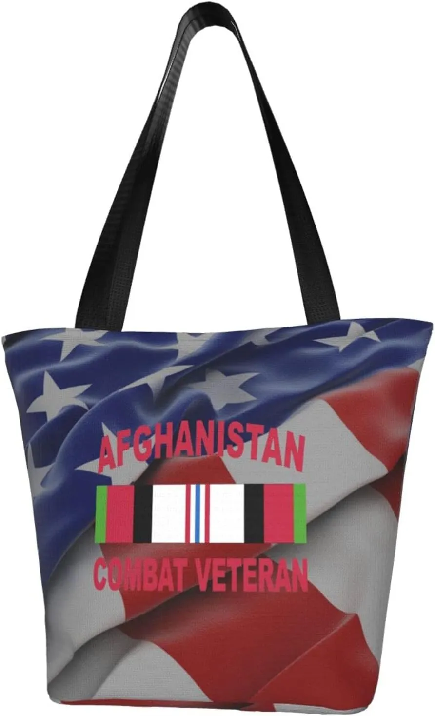 Rqwaaed Afghanistan Combat Veteran Women'S Casual One Shoulder Carry Shopping Bag Large Capacity Working Storage Handbag