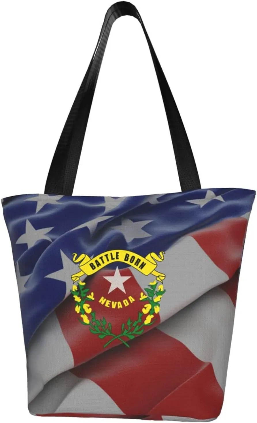 Rqwaaed America USA Nevada State Flag Women'S Casual One Shoulder Carry Shopping Bag Large Capacity Working Storage Handbag