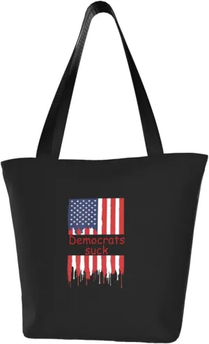 Rqwaaed Democrats Suck Women'S Casual One Shoulder Carry Shopping Bag Large Capacity Working Storage Handbag