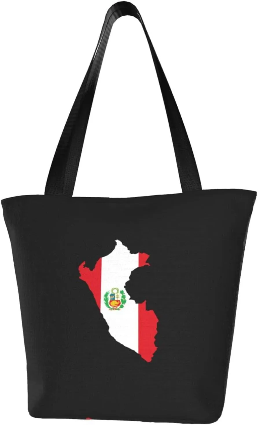 Rqwaaed Peruvian Flag Map Women'S Casual One Shoulder Carry Shopping Bag Large Capacity Working Storage Handbag