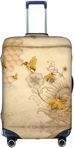 Rural Honey Bees Flowers Stylish Luggage Cover:The Ultimate Travel Accessory,Fashionable Suitcase Protector