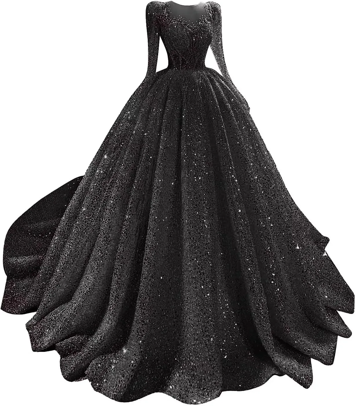 RYANTH Beaded Sequin Wedding Dress for Bride Sparkly Long Sleeves Bridal Ball Gown Luxury Wedding Dresses RDX-W29