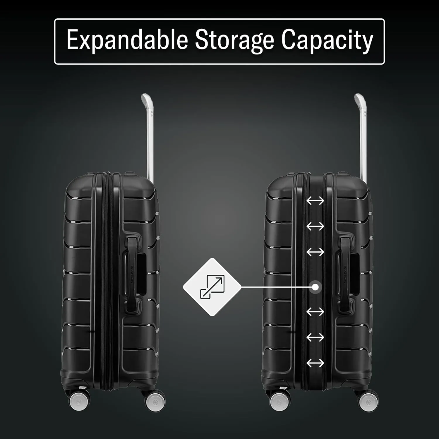 Samsonite Freeform 24-Inch Medium Luggage with Dual 360° Spinner Wheels - Checked Suitcase - TSA Lock, Airline-Approved - Durable Polypropylene Expandable Hardshell for Lightweight Travel - Black