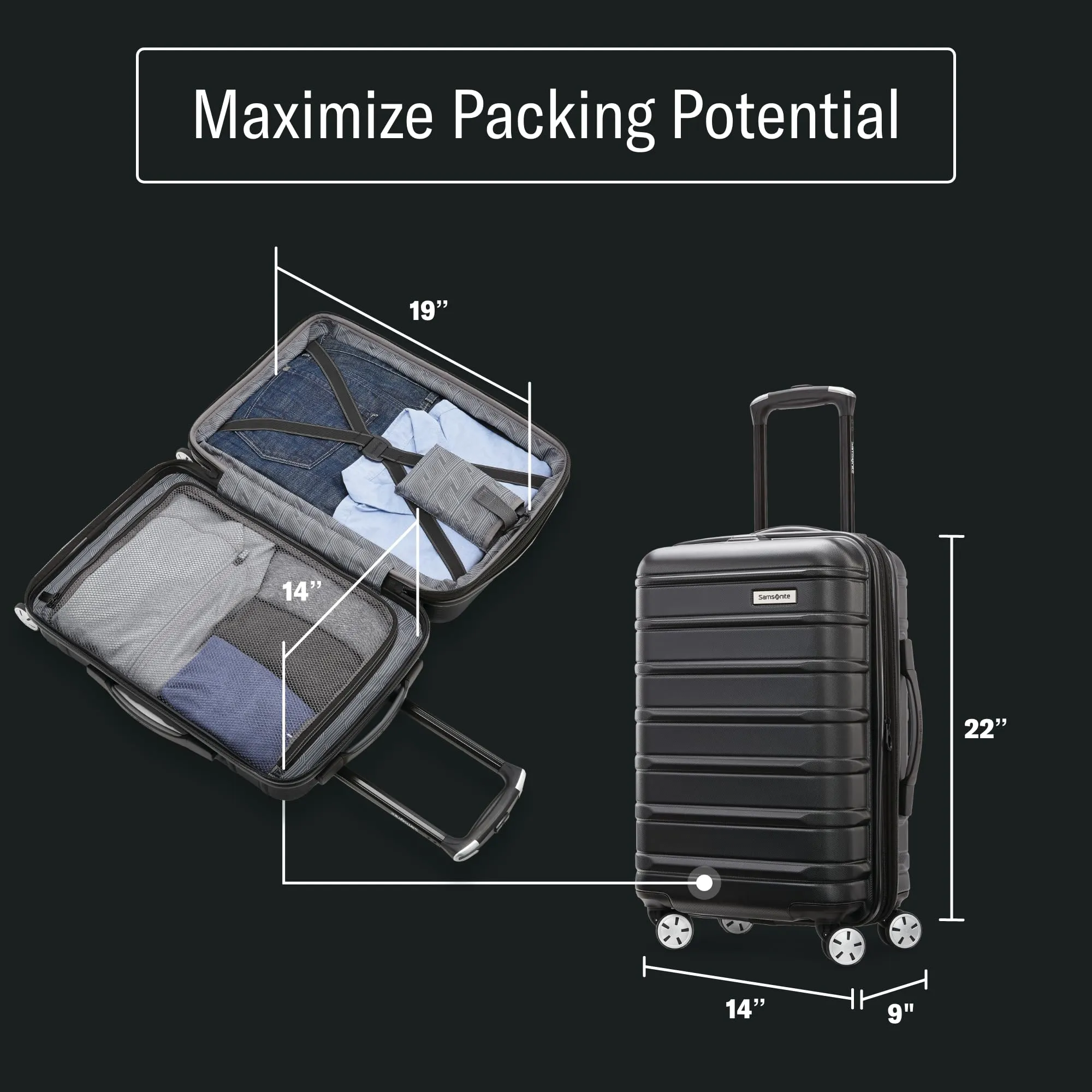 Samsonite Omni 2 Hardside Expandable Luggage with Spinner Wheels, Birch White, 2-Piece Set (Carry-on/Large)