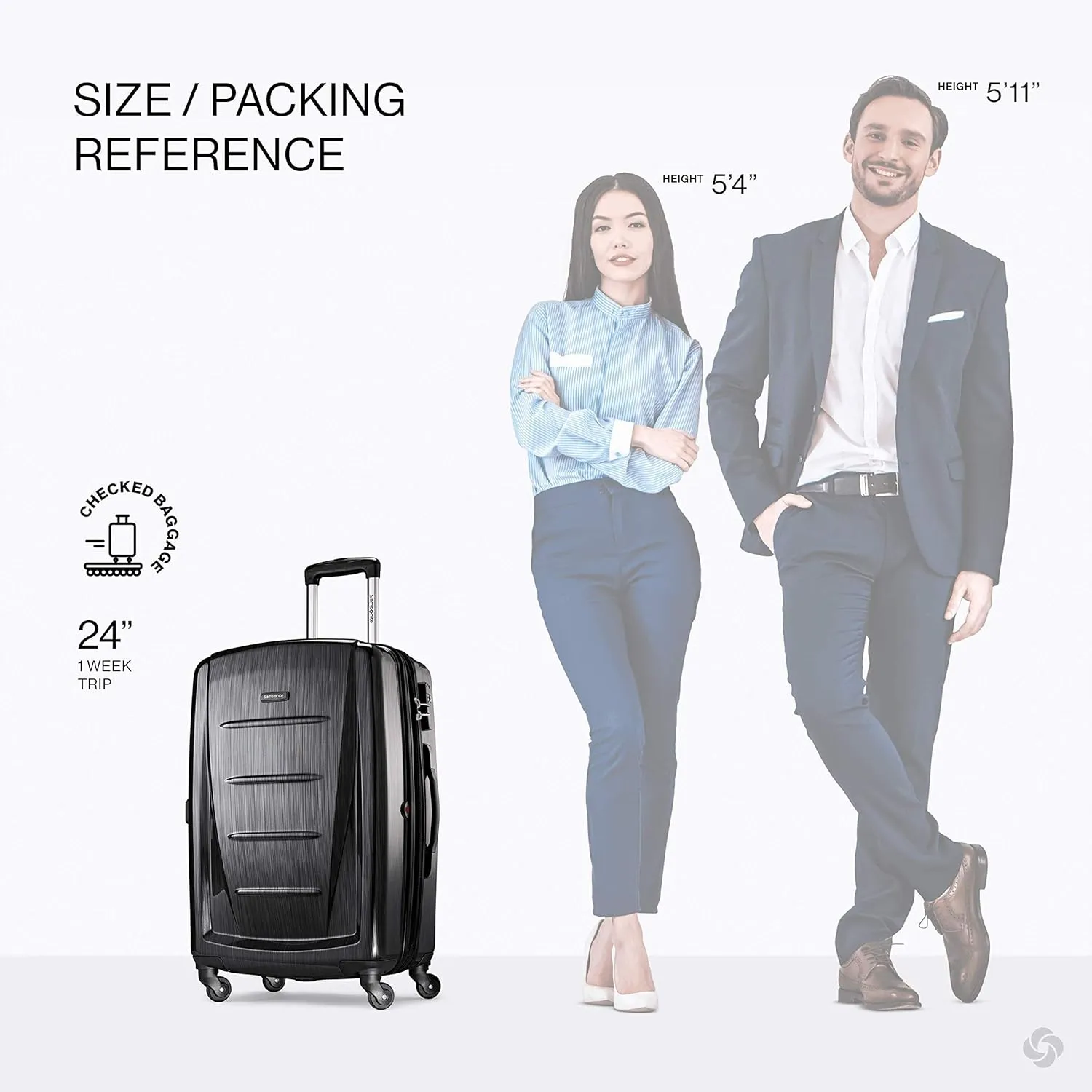 Samsonite Winfield 2 Hardside Expandable Luggage with Spinner Wheels, Brushed Anthracite, Checked-Medium 24-Inch
