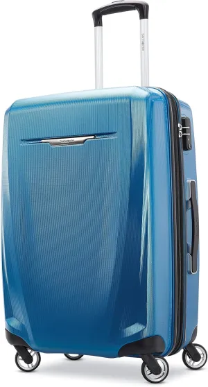 Samsonite Winfield 3 DLX Hardside Expandable Luggage with Spinners, Blue/Navy, Checked-Medium 25-Inch