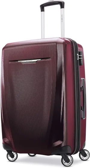 Samsonite Winfield 3 DLX Hardside Expandable Luggage with Spinners, Burgundy, Checked-Medium 25-Inch