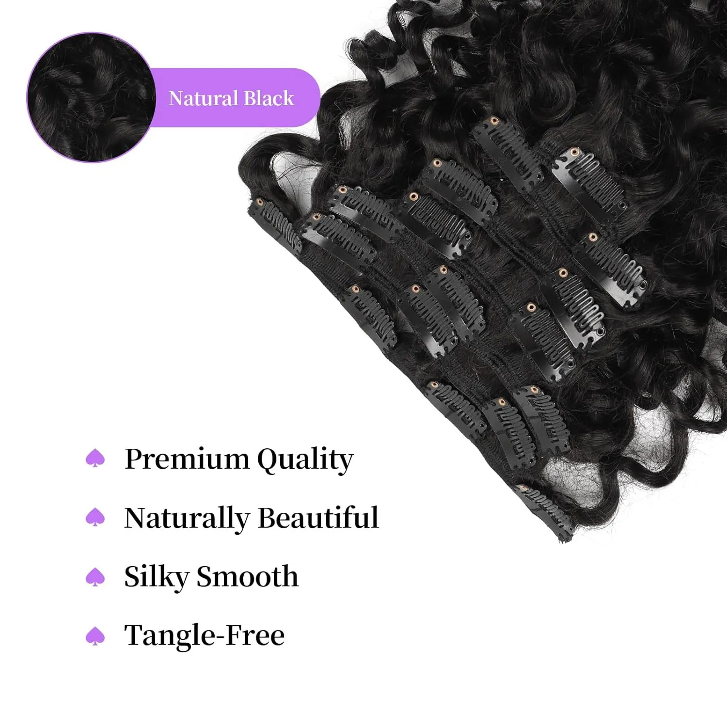 Sassina Natural Loose Curly Clip in Hair Extensions Remy Human Hair Double Weft Curly Clip in Human Hair Extensions Natural Black Brazilian Virgin Human Hair for Black Women 7Pcs 120G 20 Inch