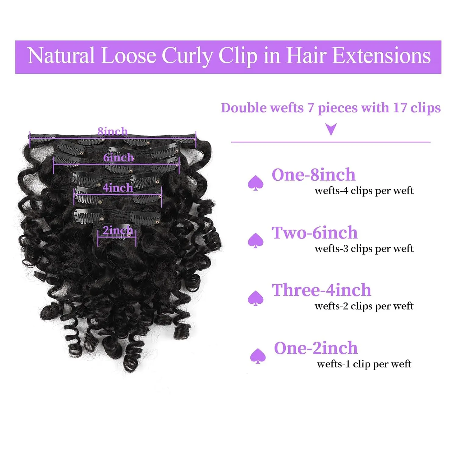 Sassina Natural Loose Curly Clip in Hair Extensions Remy Human Hair Double Weft Curly Clip in Human Hair Extensions Natural Black Brazilian Virgin Human Hair for Black Women 7Pcs 120G 20 Inch