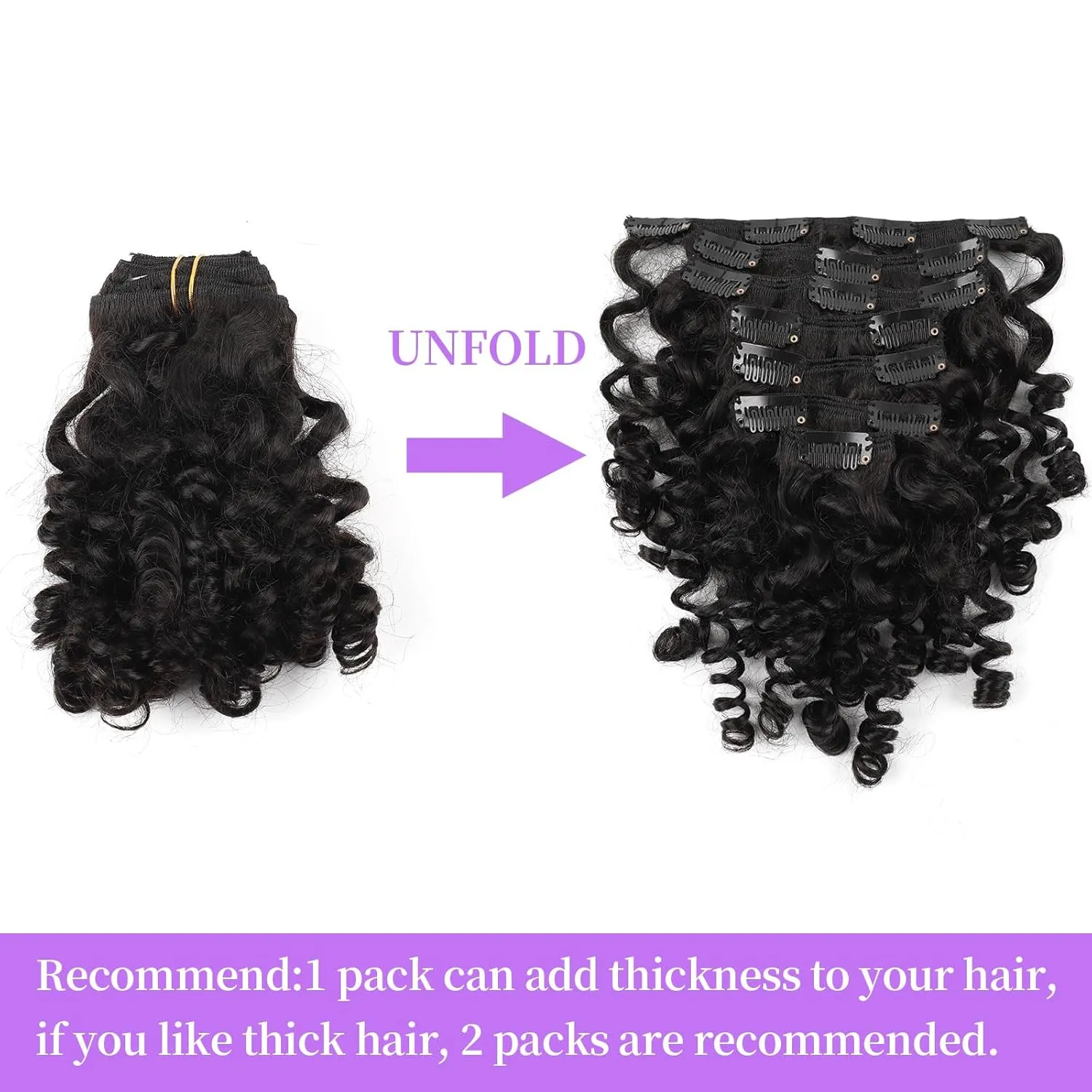 Sassina Natural Loose Curly Clip in Hair Extensions Remy Human Hair Double Weft Curly Clip in Human Hair Extensions Natural Black Brazilian Virgin Human Hair for Black Women 7Pcs 120G 20 Inch