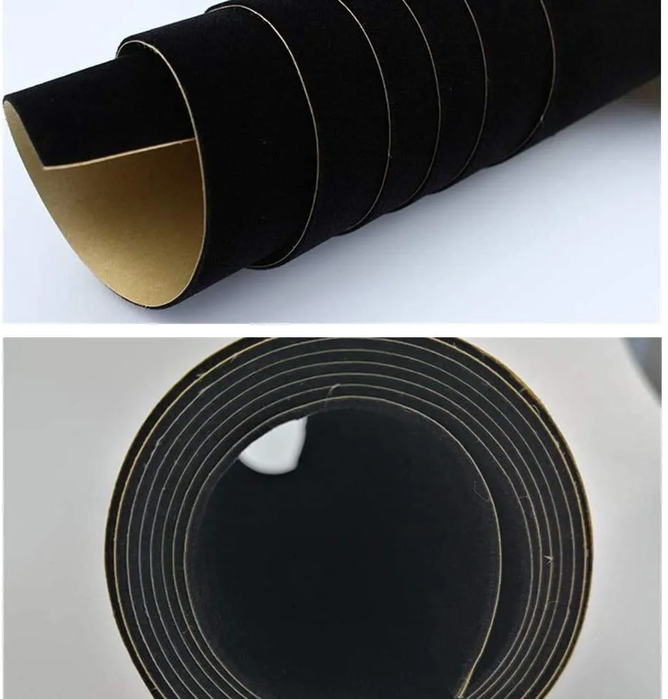 Self Adhesive Felt Fabric, Soft Velvet Drawer Liner, DIY Velvet Fabric for Art & Crafts, Jewelry Box Felt Liner, Solid Color Felt Wallpaper(15.8" x 158", Black)