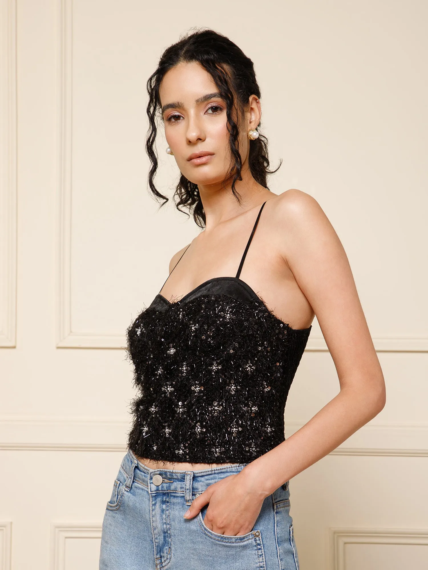 SEQUIN CORSET TOP