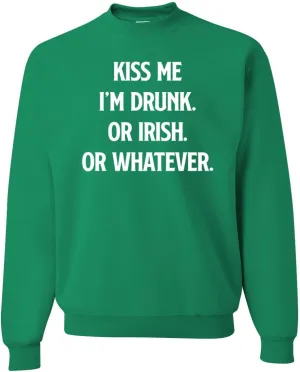 Shark & Hammer Kiss Me Im Drunk Irish Whatever Funny Drinking St. Patrick's Day Unisex Crewneck Graphic Sweatshirt