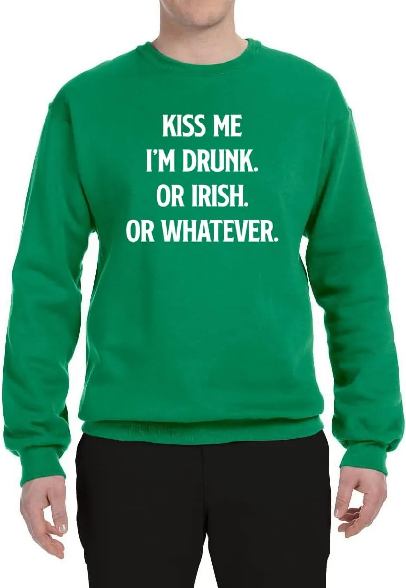 Shark & Hammer Kiss Me Im Drunk Irish Whatever Funny Drinking St. Patrick's Day Unisex Crewneck Graphic Sweatshirt