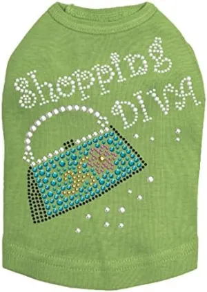 Shopping Diva with Handbag Dog Shirt XS Lime Green