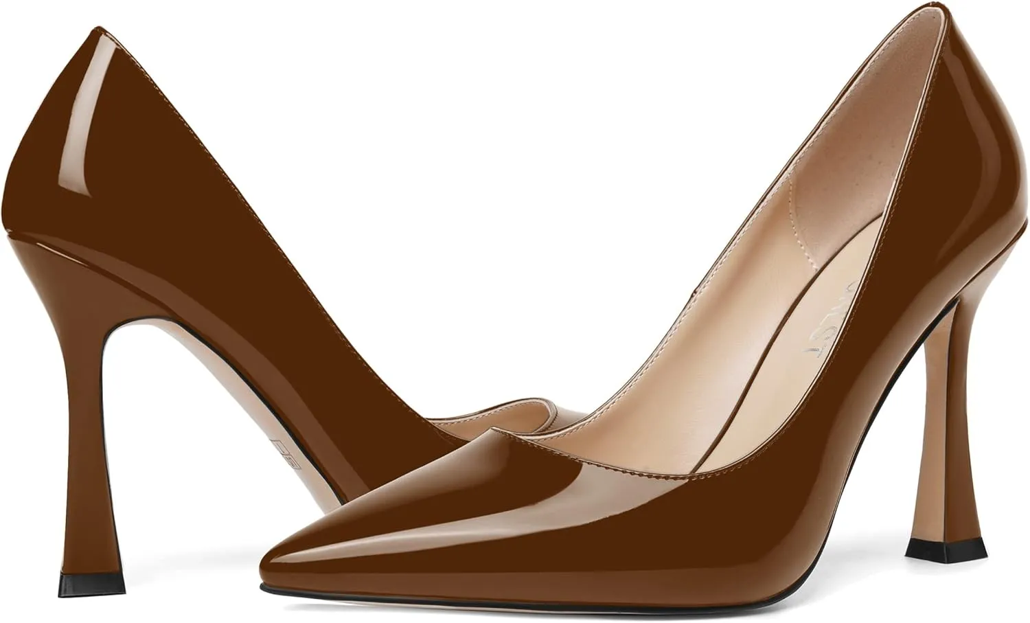 SHOWFOREST Womens Pointed Toe Slip On Sexy Evening Patent Stiletto High Heel Pumps Shoes 4 Inch