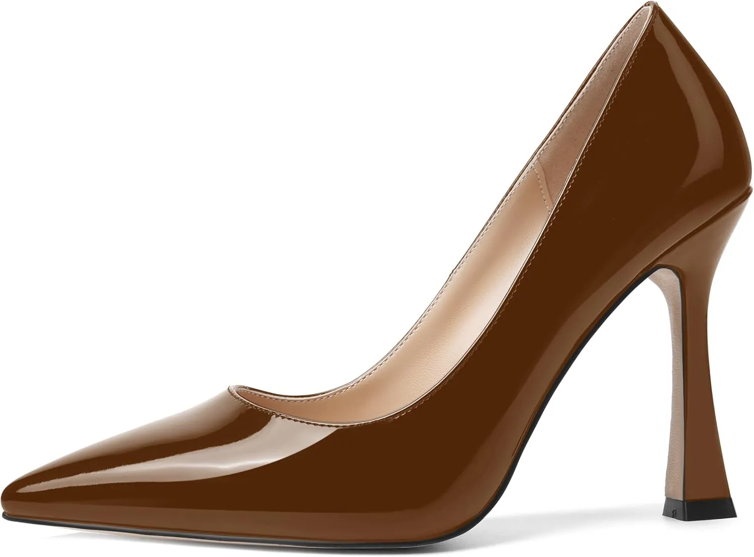 SHOWFOREST Womens Pointed Toe Slip On Sexy Evening Patent Stiletto High Heel Pumps Shoes 4 Inch