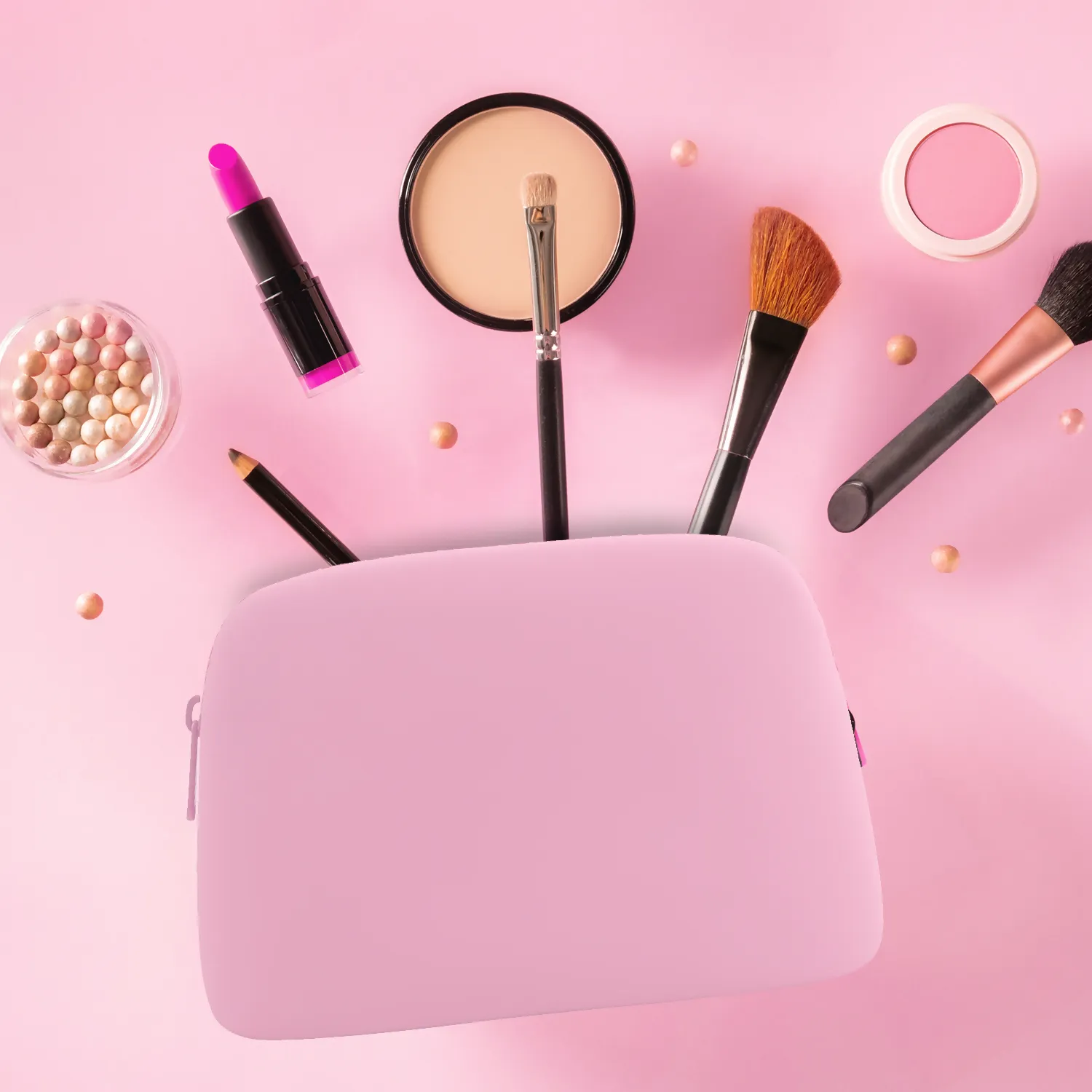 Silicone Cosmetics Bag with Zipper – Waterproof, Lightweight, and Travel-Friendly Makeup Organizer – Soft and Durable Toiletry Bag for Daily Use