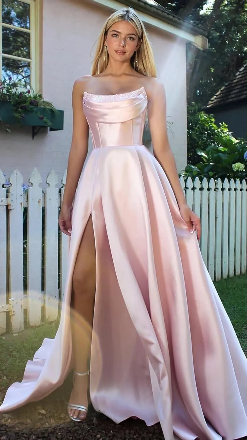 Simple Mermaid Wedding Dresses for Bride 2025 Boho Beach Satin Sleeveless Bridal Gown with Train