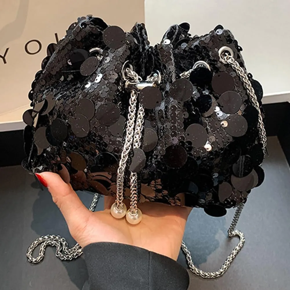 Sither Women's Evening Handbag Large Sequin Evening Bag Purses for Women Glitter Sparkly Handbag for Party
