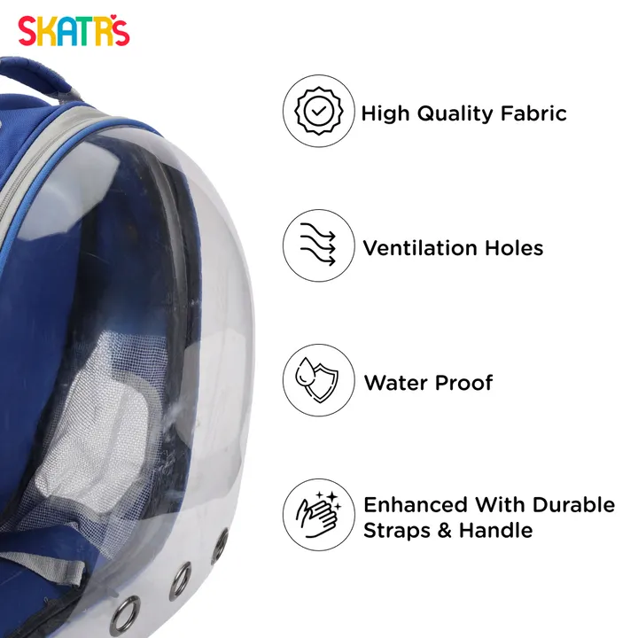 Skatrs Astronaut Space Capsule Carrier Backpack for Cats Blue