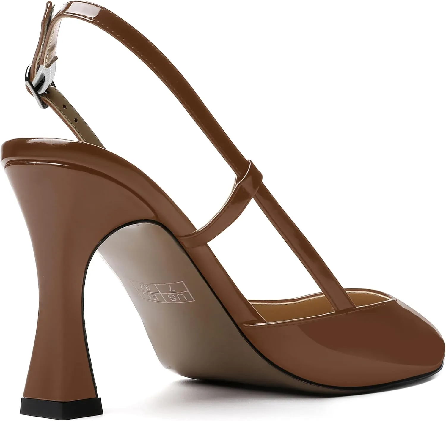 SKYSTERRY Women's Slingback Patent Dress Cut Out Pointed Toe Evening Spool High Heel Pumps Dress Shoes 3.5 Inch