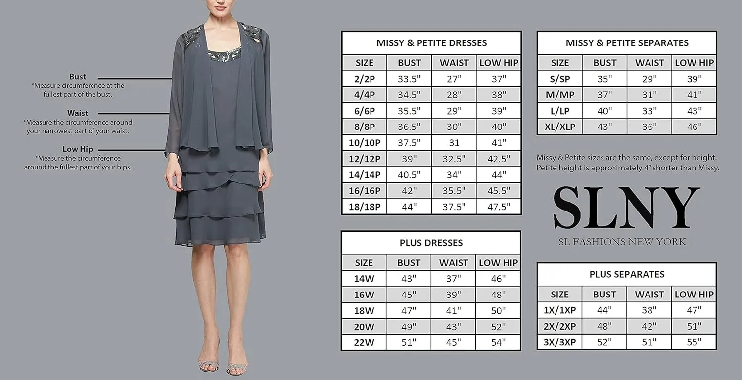 S.L. Fashions Women's Chiffon Tiered Cocktail Dress, Summer, Perfect for Casual & Formal Occasions (Petite and Regular Sizes)