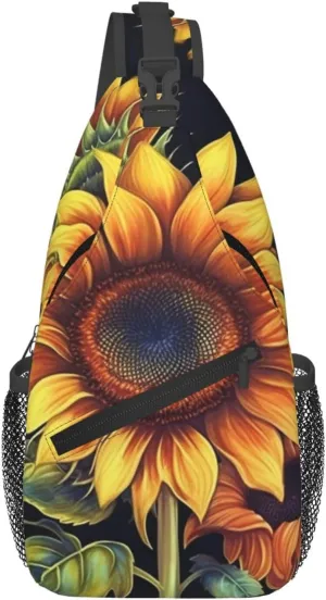 Sling Bags for Women Men Summer Sunflower Sling Backpack Adjustable Belt Bum Bags Fanny Pack for Travel Sports Running Hiking Waist Packs