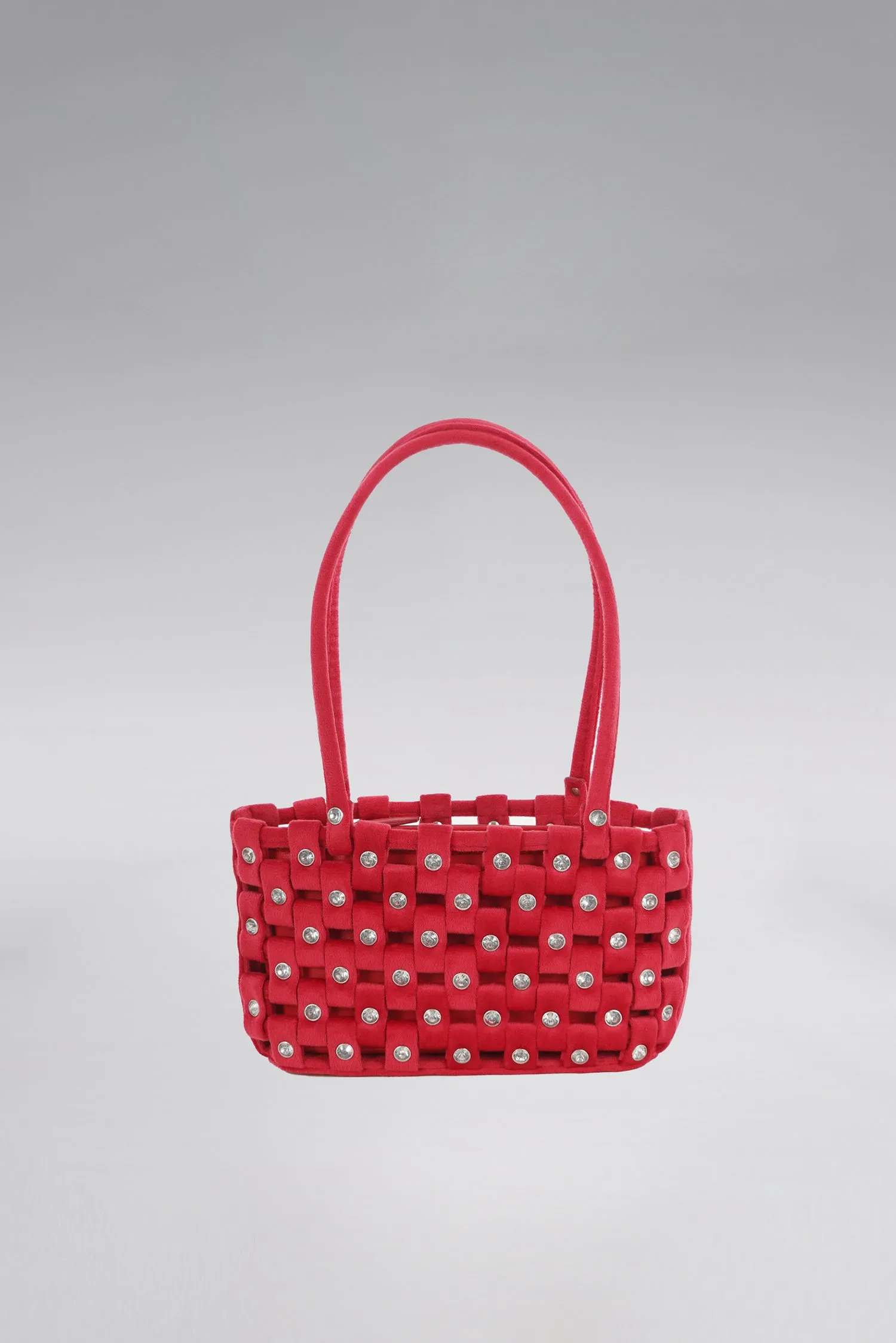 Small Weave Velvet Tote Bag