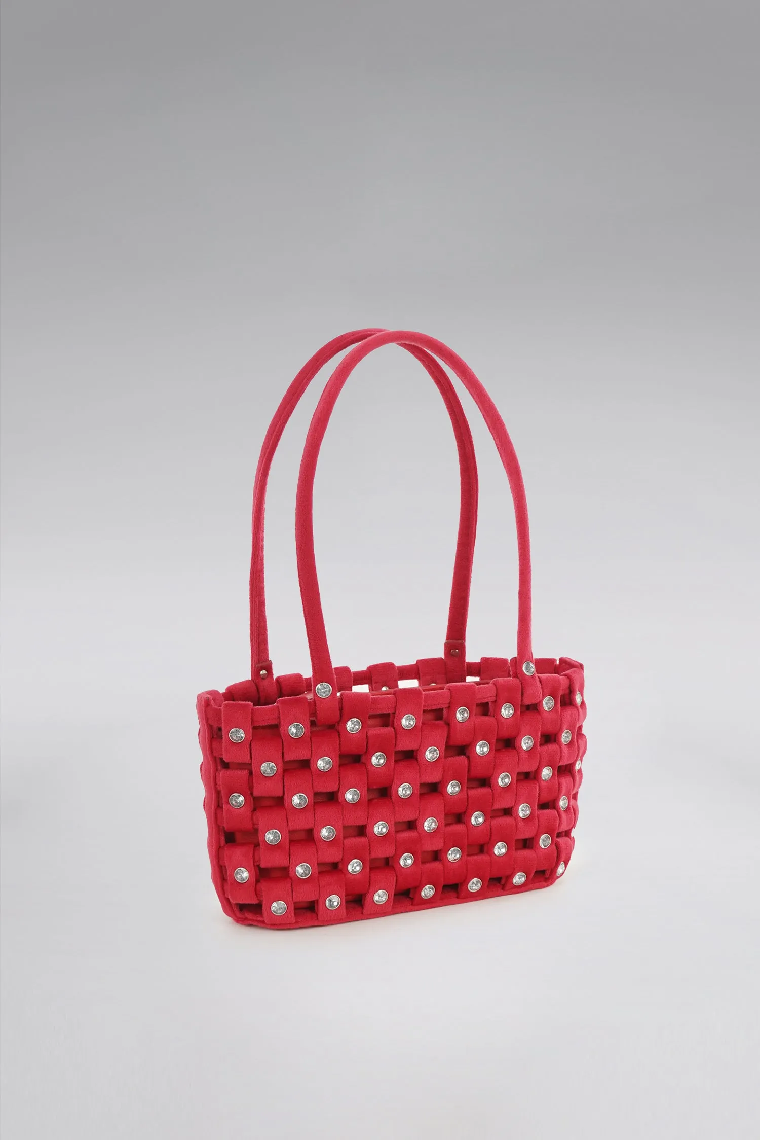 Small Weave Velvet Tote Bag