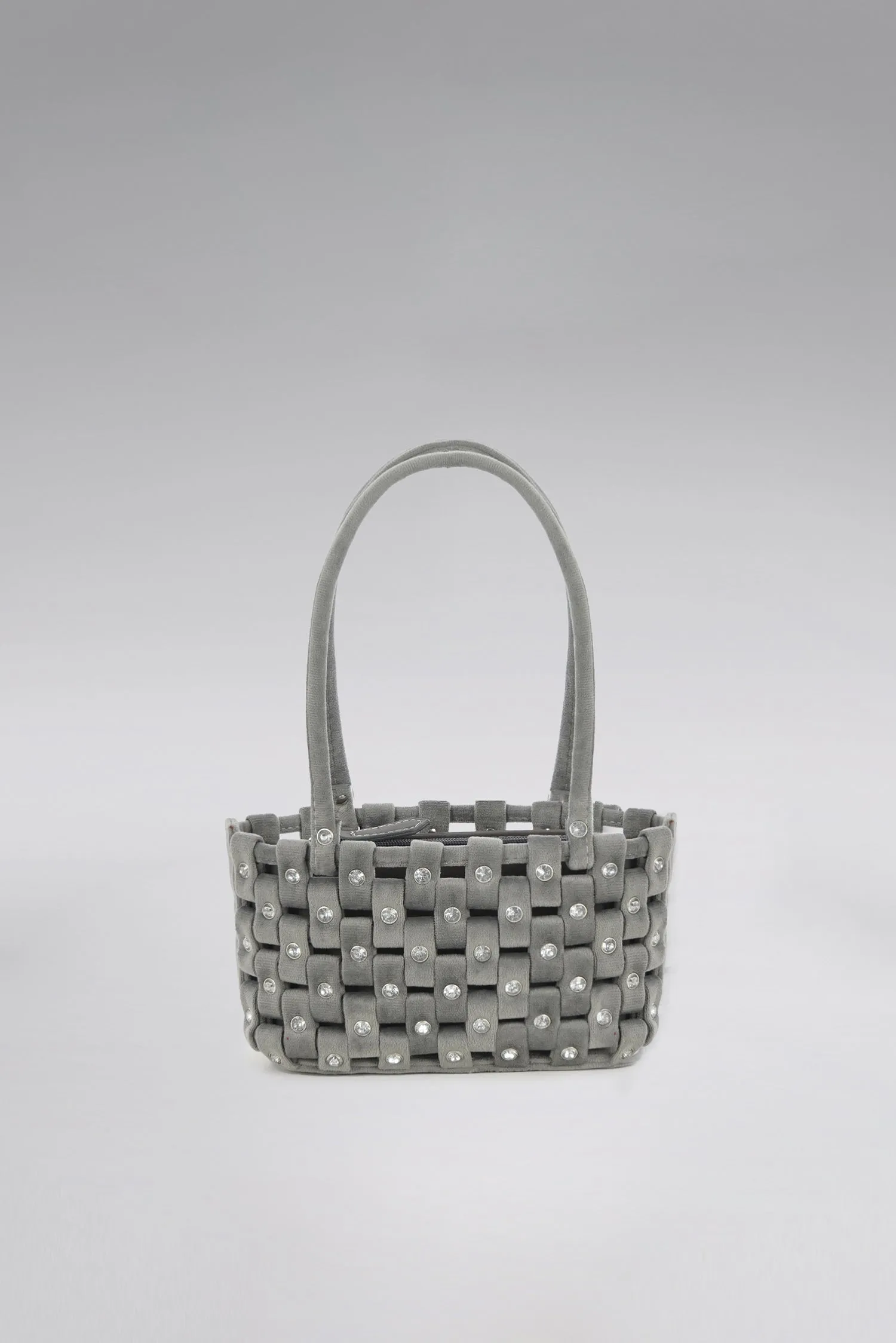 Small Weave Velvet Tote Bag