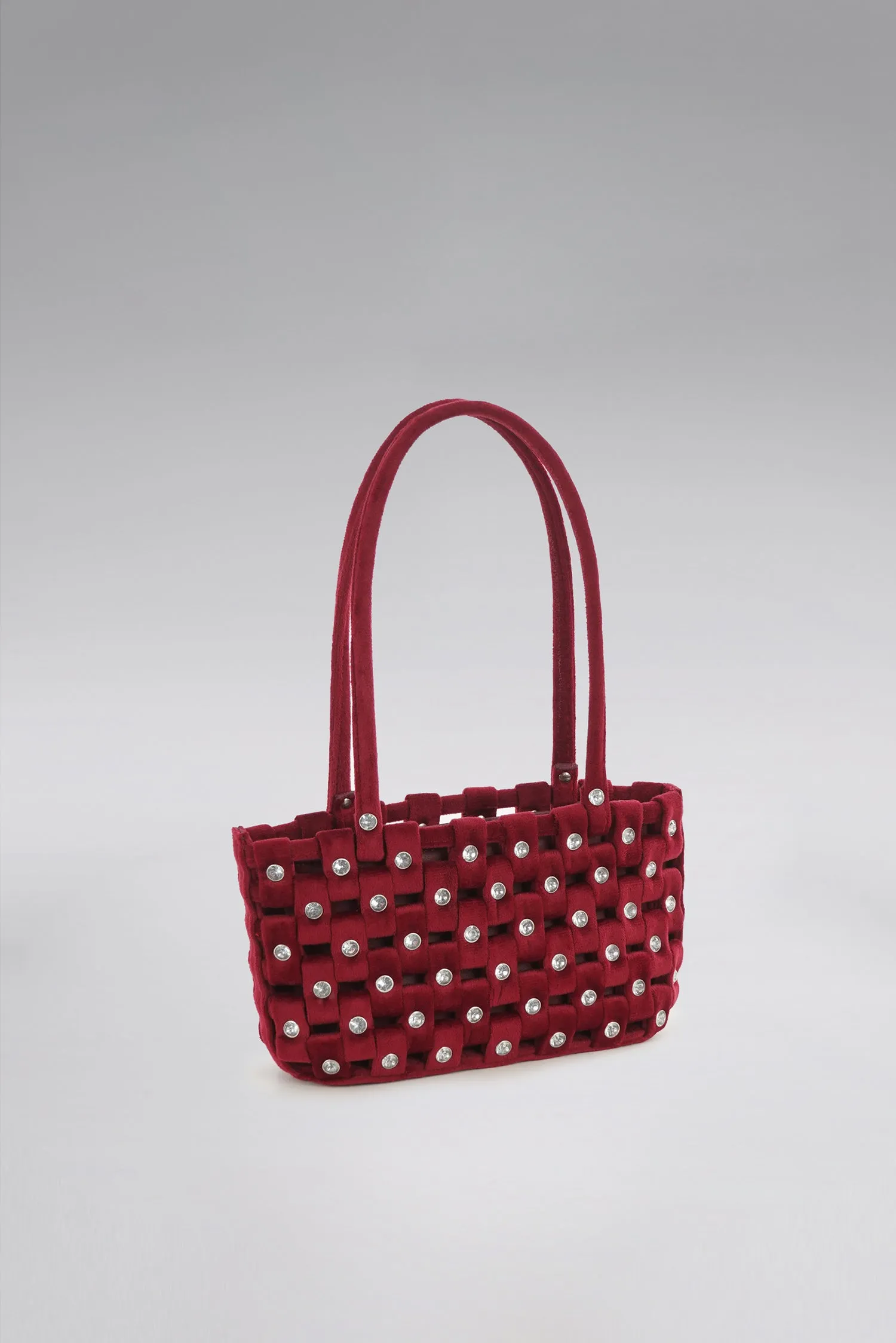 Small Weave Velvet Tote Bag